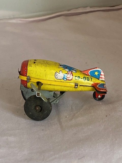 Vintage Windup clown Tin plate Toy Aeroplane Japan 1960s (1202) - Image 4