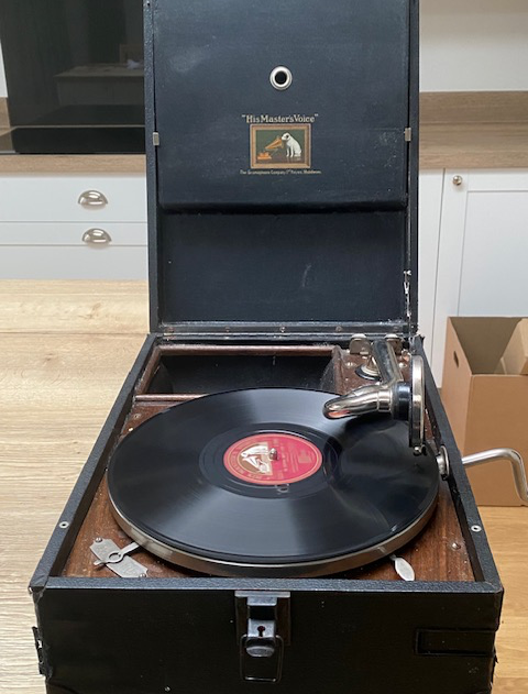 HMV His Master's Voice Portable Wind-Up Gramaphone Vintage Working