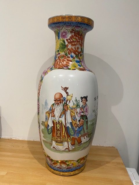 Chinese famille rose porcelain vase , immortals and attendants, mid 20th ,(1259) - Image 12