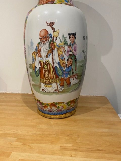 Chinese famille rose porcelain vase , immortals and attendants, mid 20th ,(1259) - Image 11