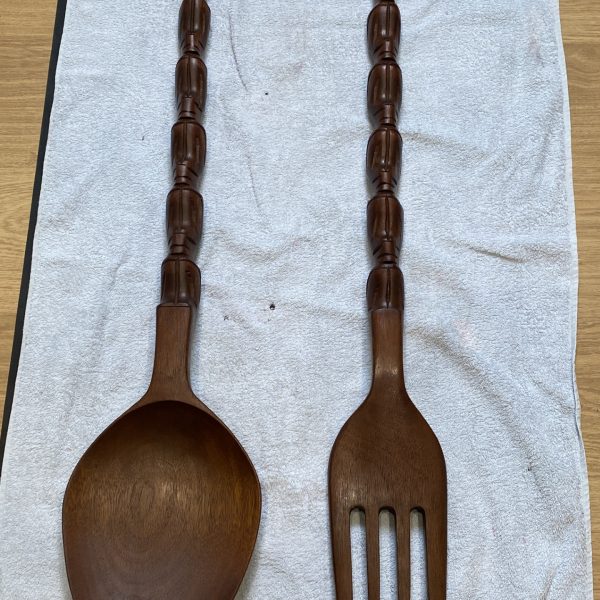 Vintage mabini large wooden spoon and fork (1270)