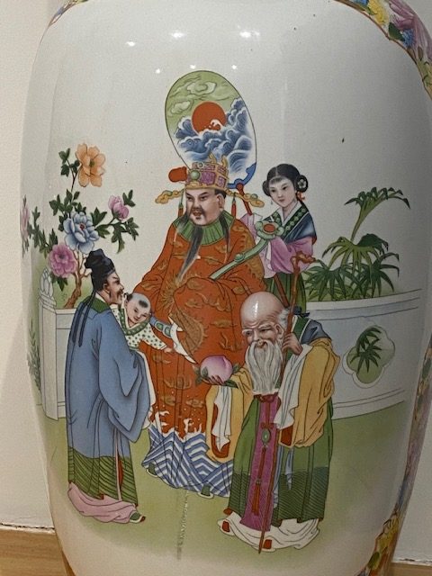 Chinese famille rose porcelain vase , immortals and attendants, mid 20th ,(1259) - Image 8