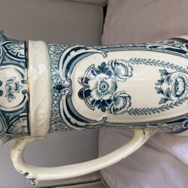 Blue Art Nouveau  Pitcher F & Sons, Melton Burslem England (1287)