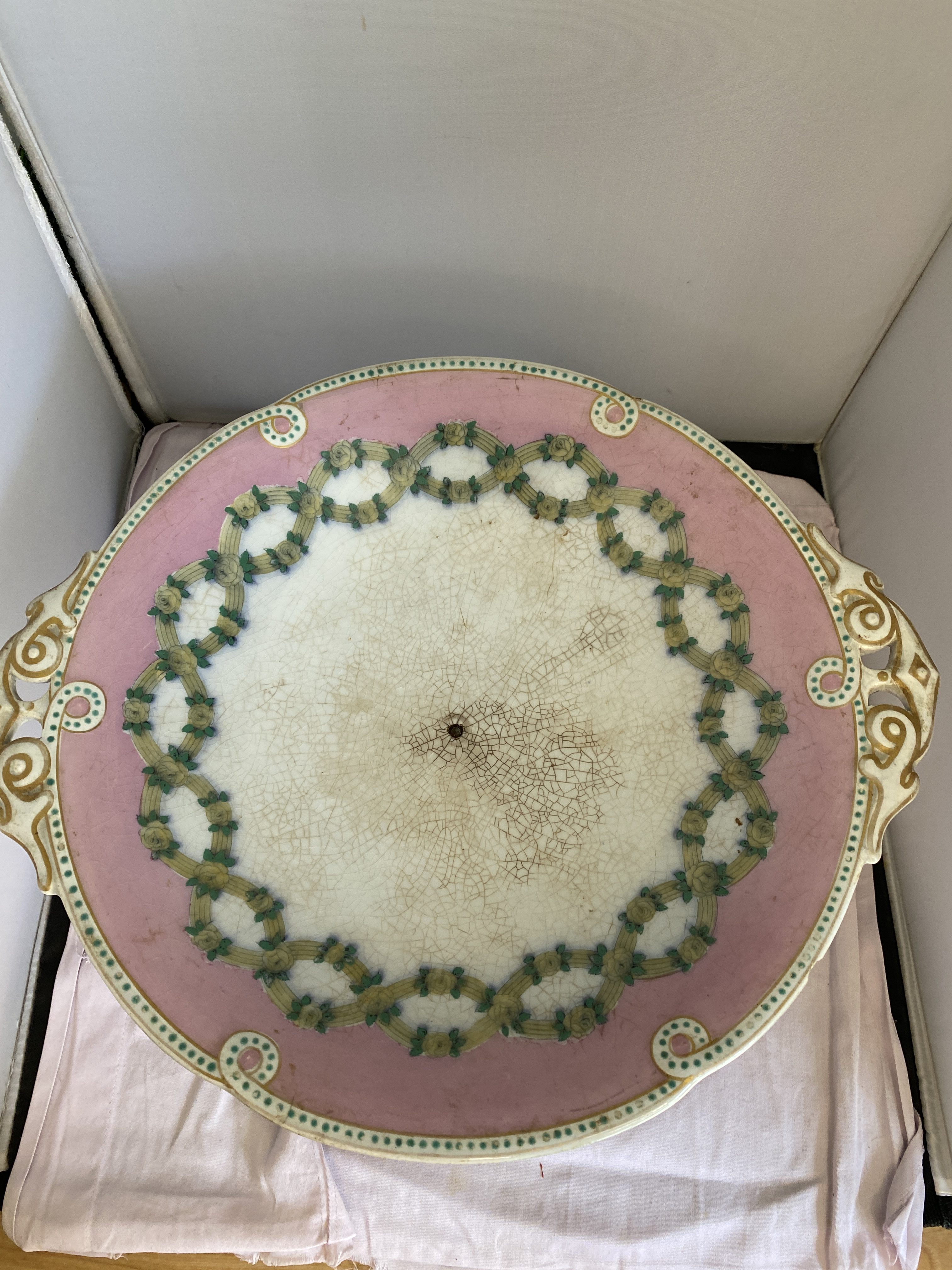 pink pedestal compote dish / tazza (1292) - Image 7