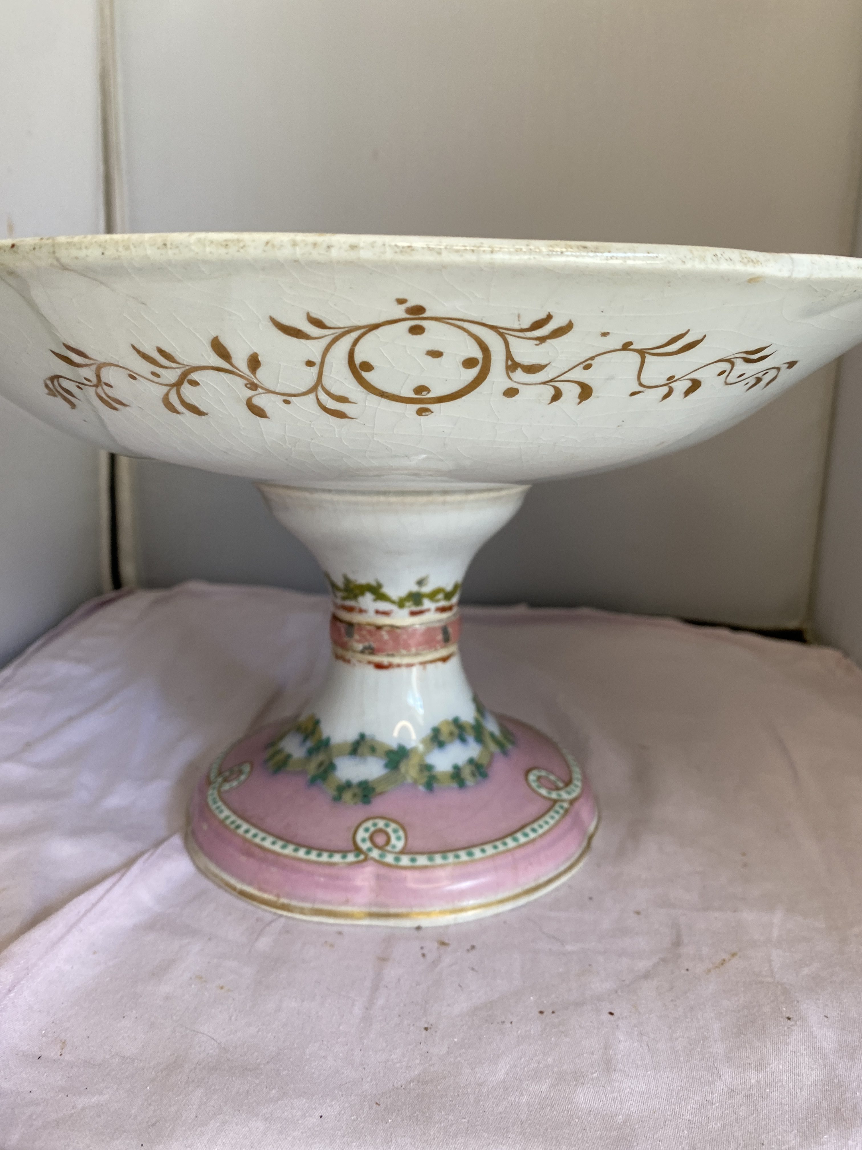 pink pedestal compote dish / tazza (1292) - Image 6