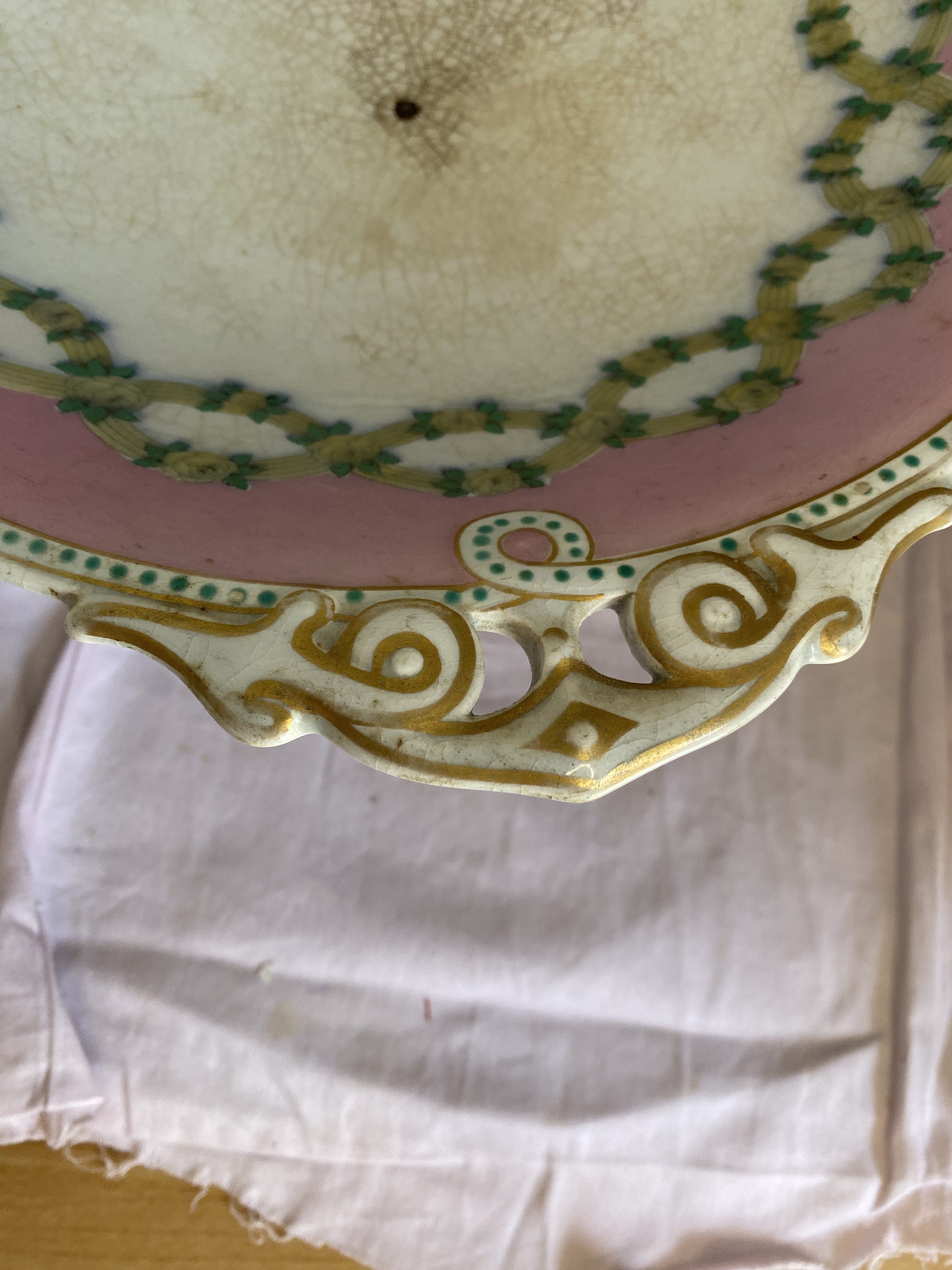 pink pedestal compote dish / tazza (1292) - Image 5