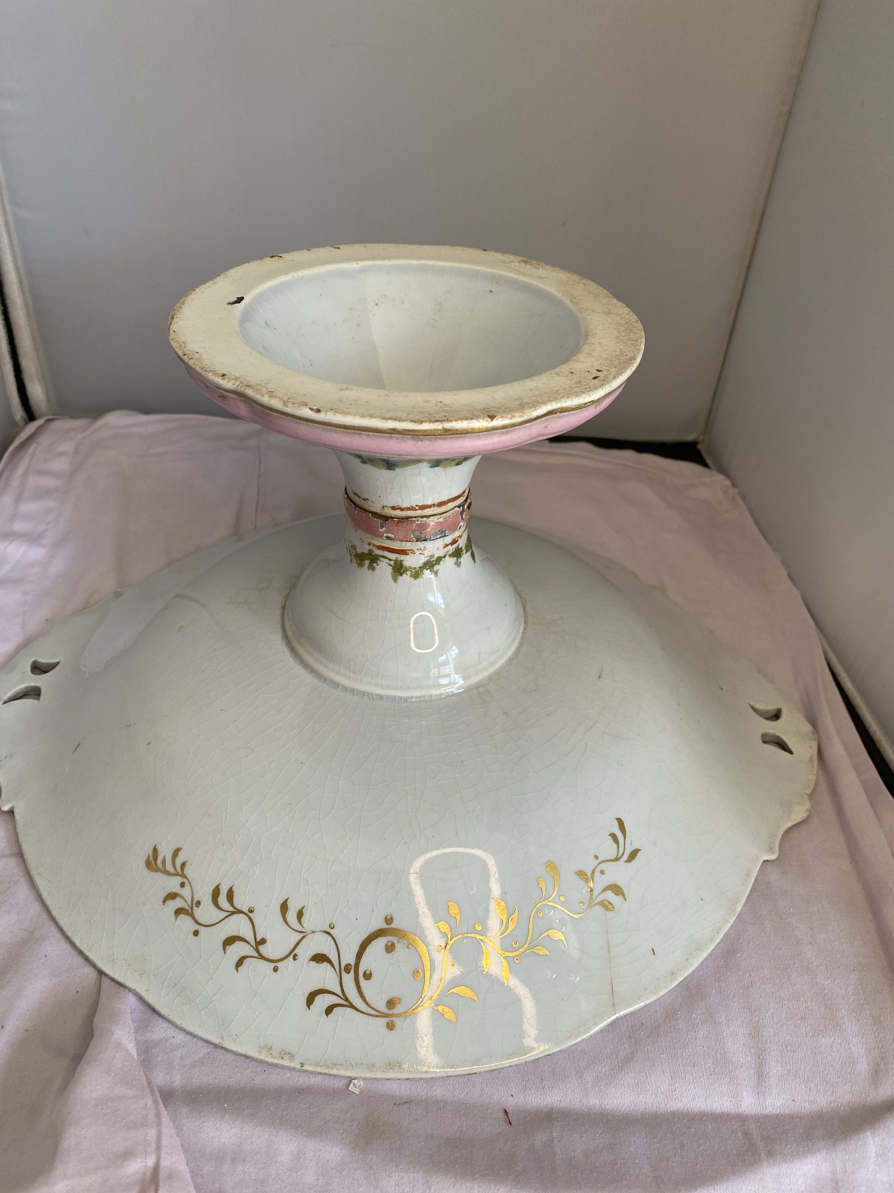 pink pedestal compote dish / tazza (1292) - Image 4
