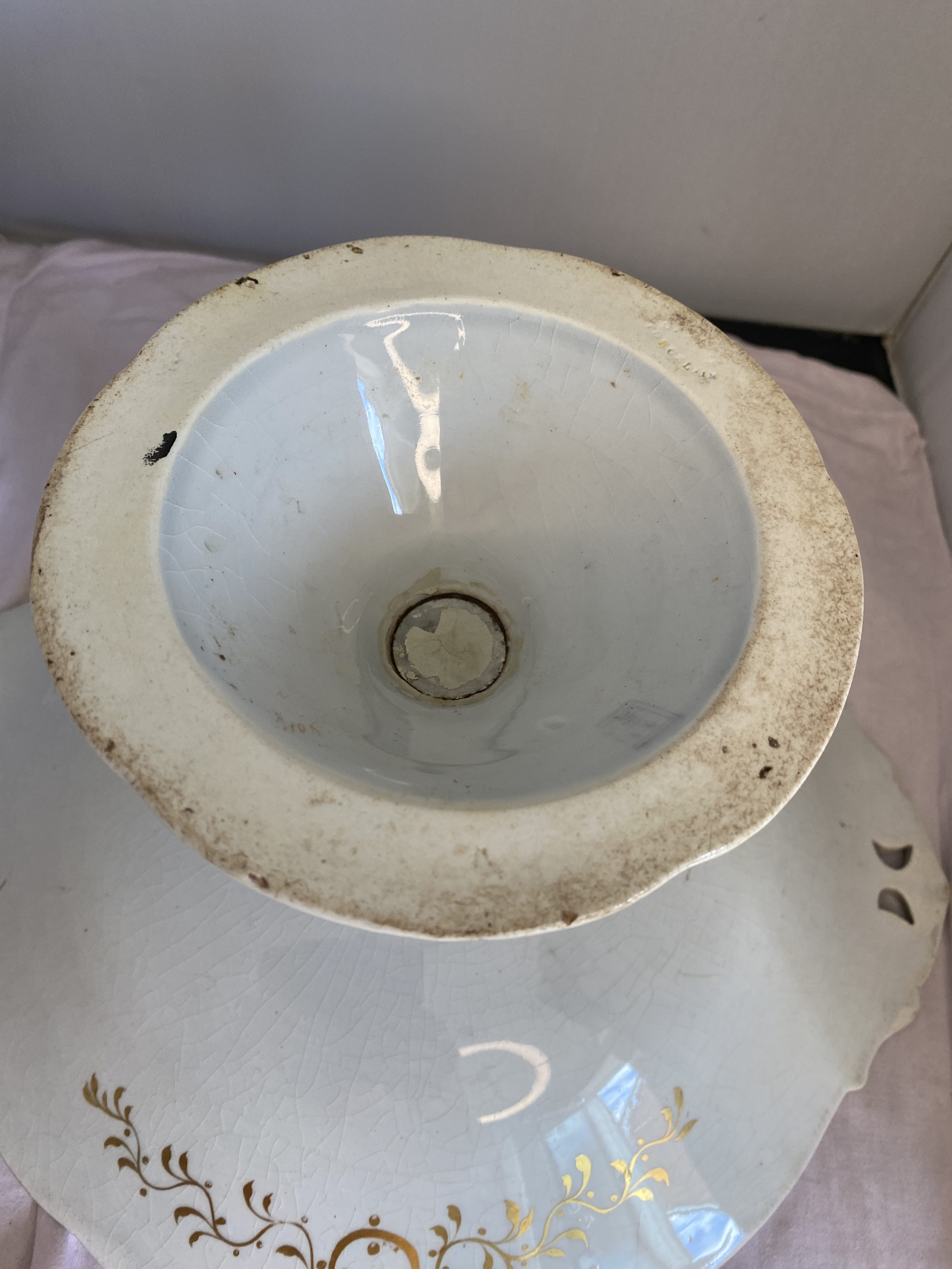pink pedestal compote dish / tazza (1292) - Image 3