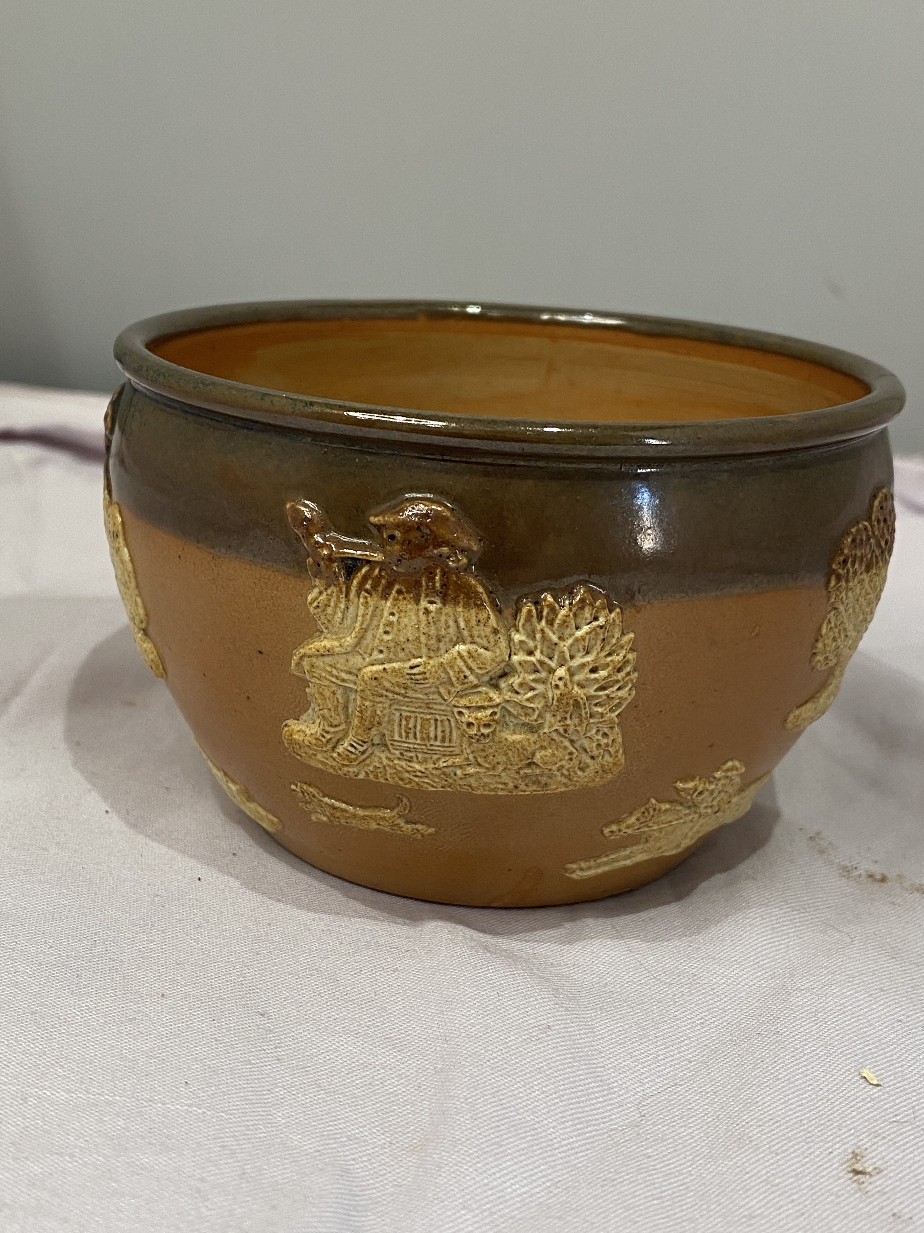 Vintage Royal Doulton Lambeth Stoneware bowl Hunting Party Scenes (1310) - Image 6