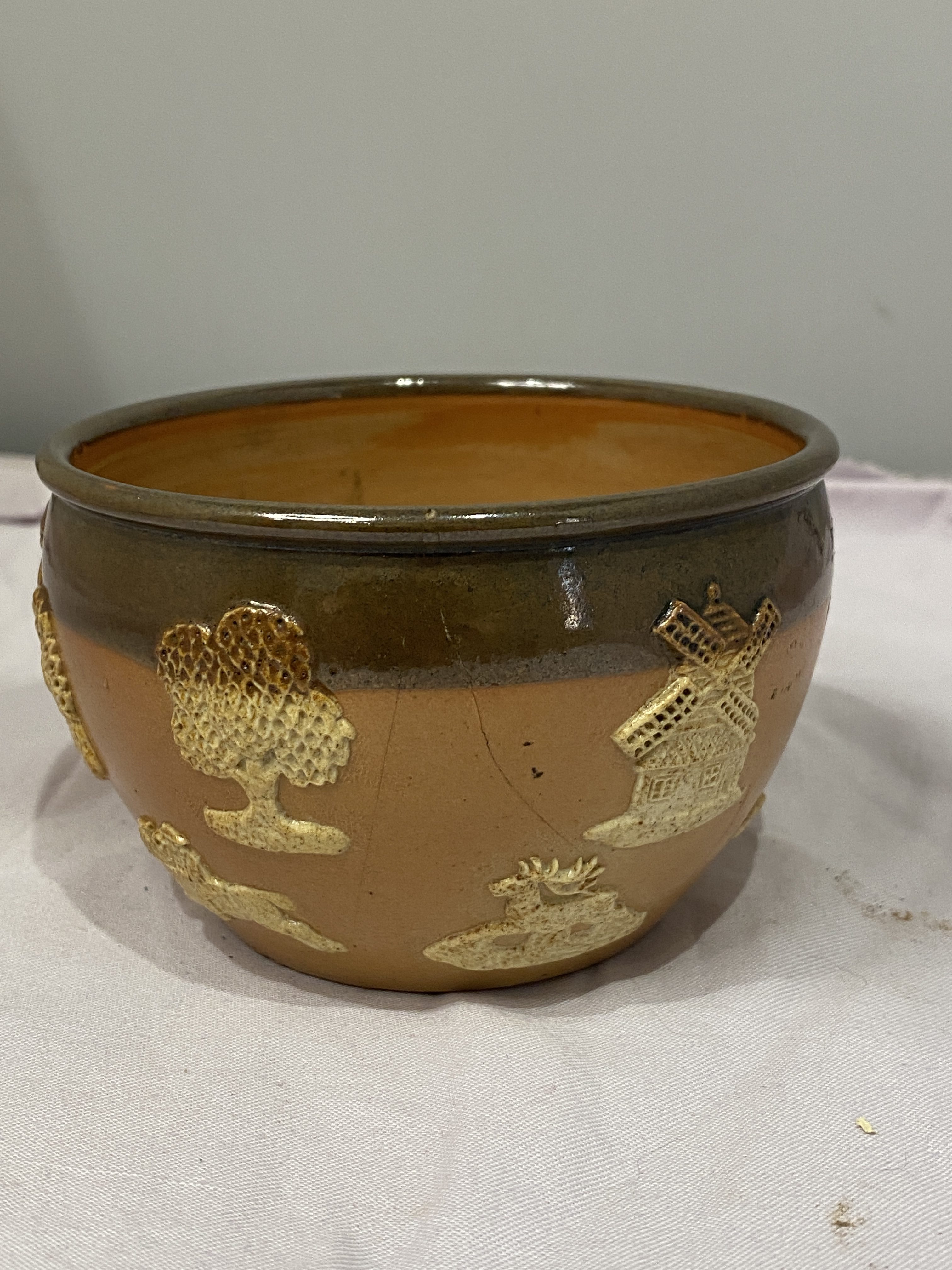 Vintage Royal Doulton Lambeth Stoneware bowl Hunting Party Scenes (1310) - Image 5