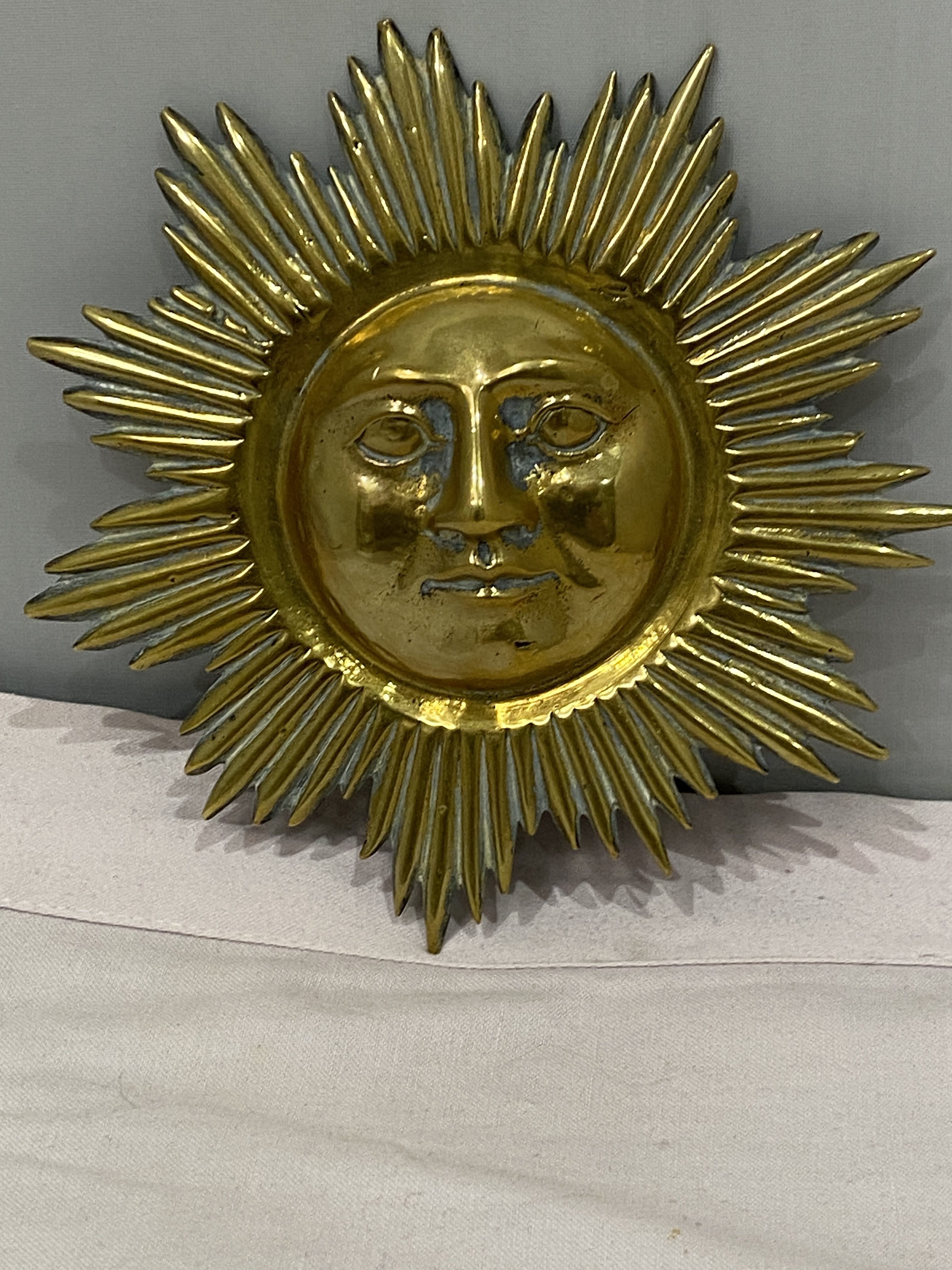 VINTAGE Brass Sun Face Statue Idol, Surya (1319)