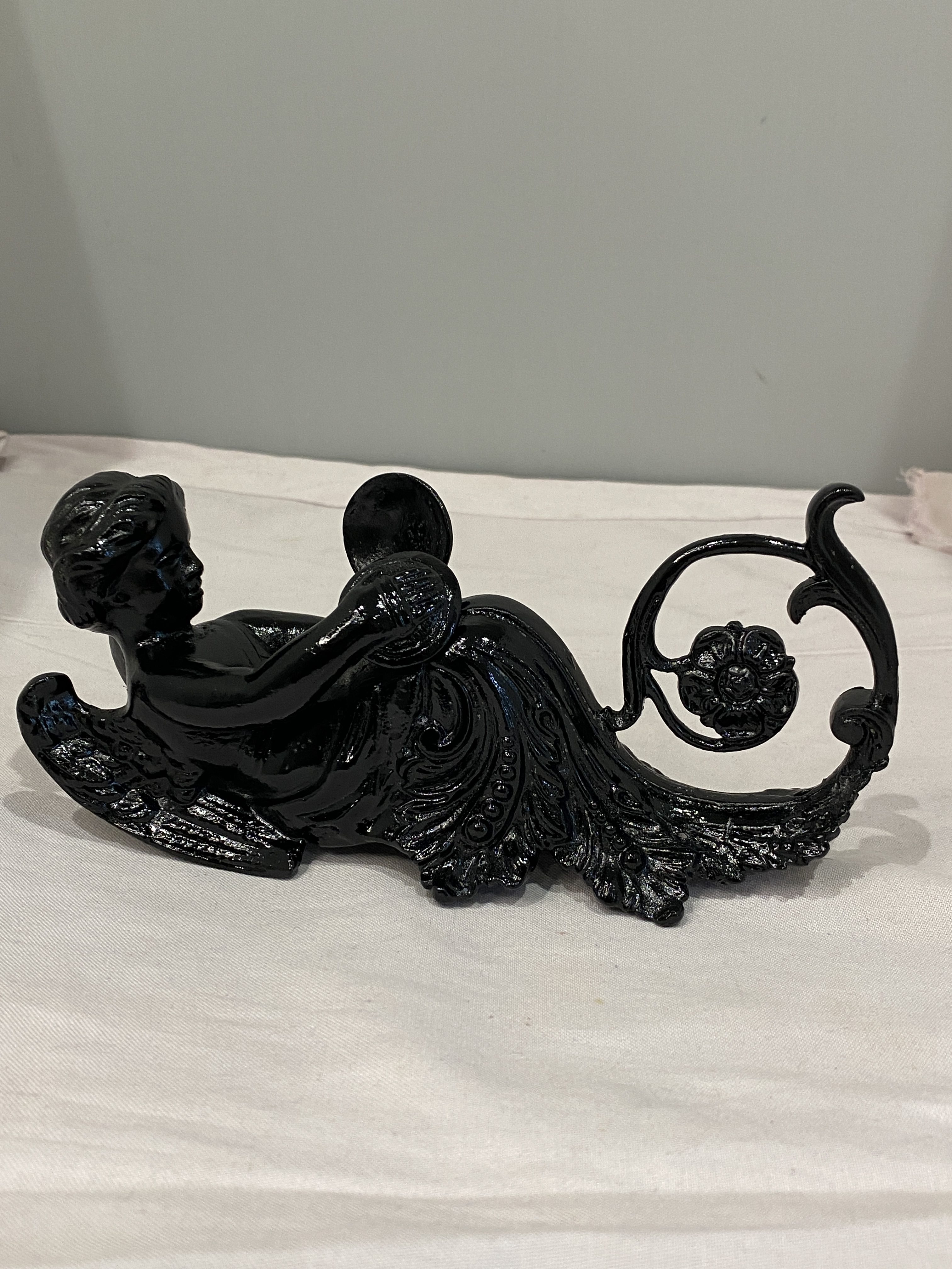 Victorian spelter figure of a angel playing the cymbals (1321)