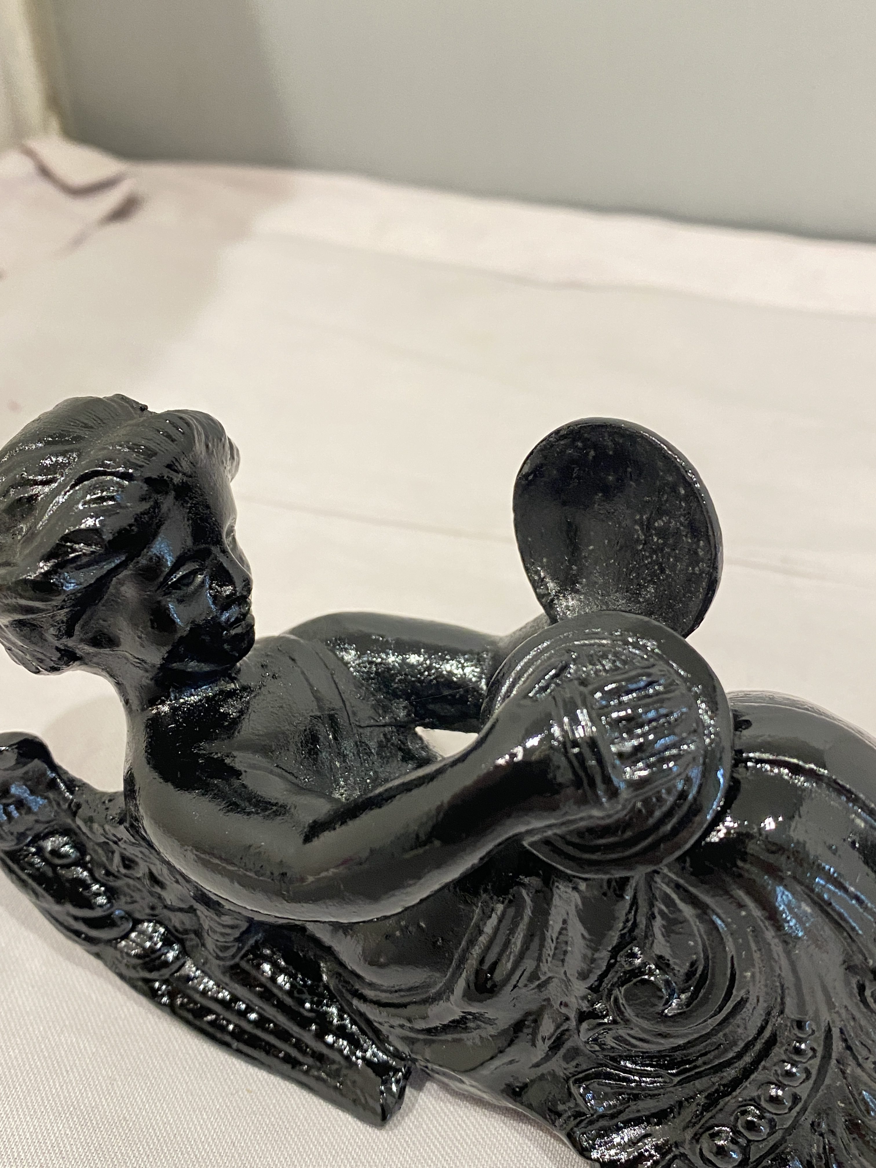Victorian spelter figure of a angel playing the cymbals (1321) - Image 10