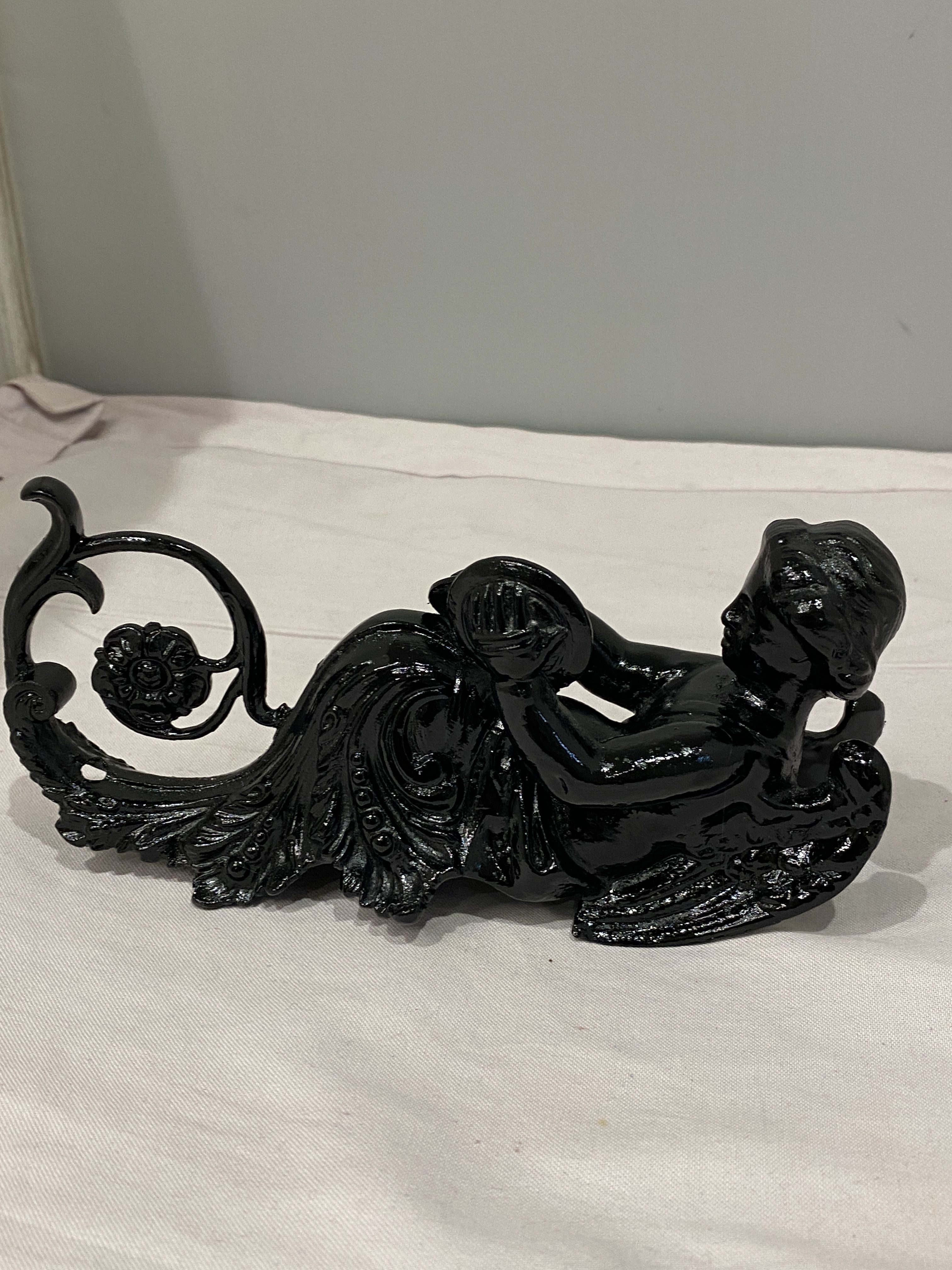 Victorian spelter figure of a angel playing the cymbals (1321) - Image 8