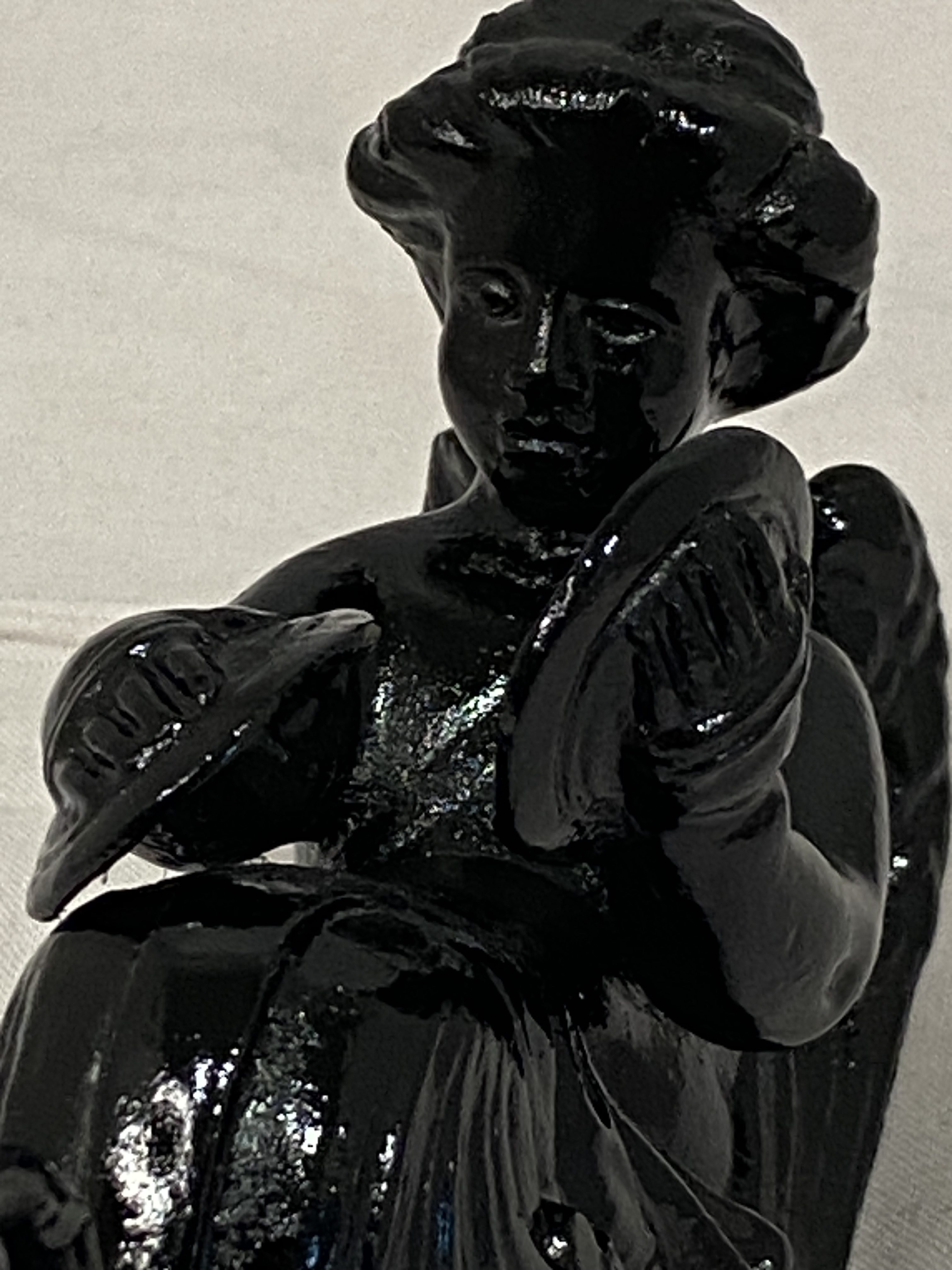 Victorian spelter figure of a angel playing the cymbals (1321) - Image 4