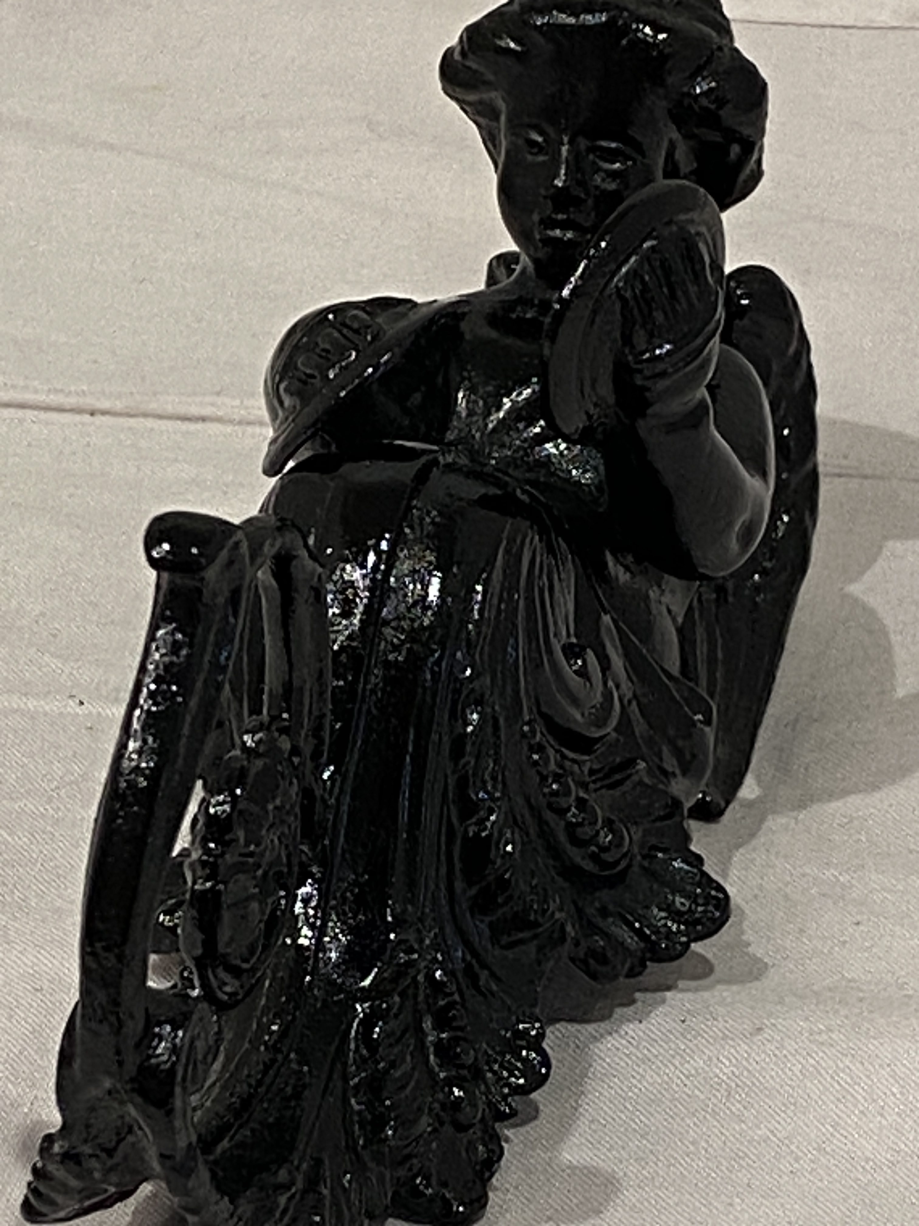 Victorian spelter figure of a angel playing the cymbals (1321) - Image 3