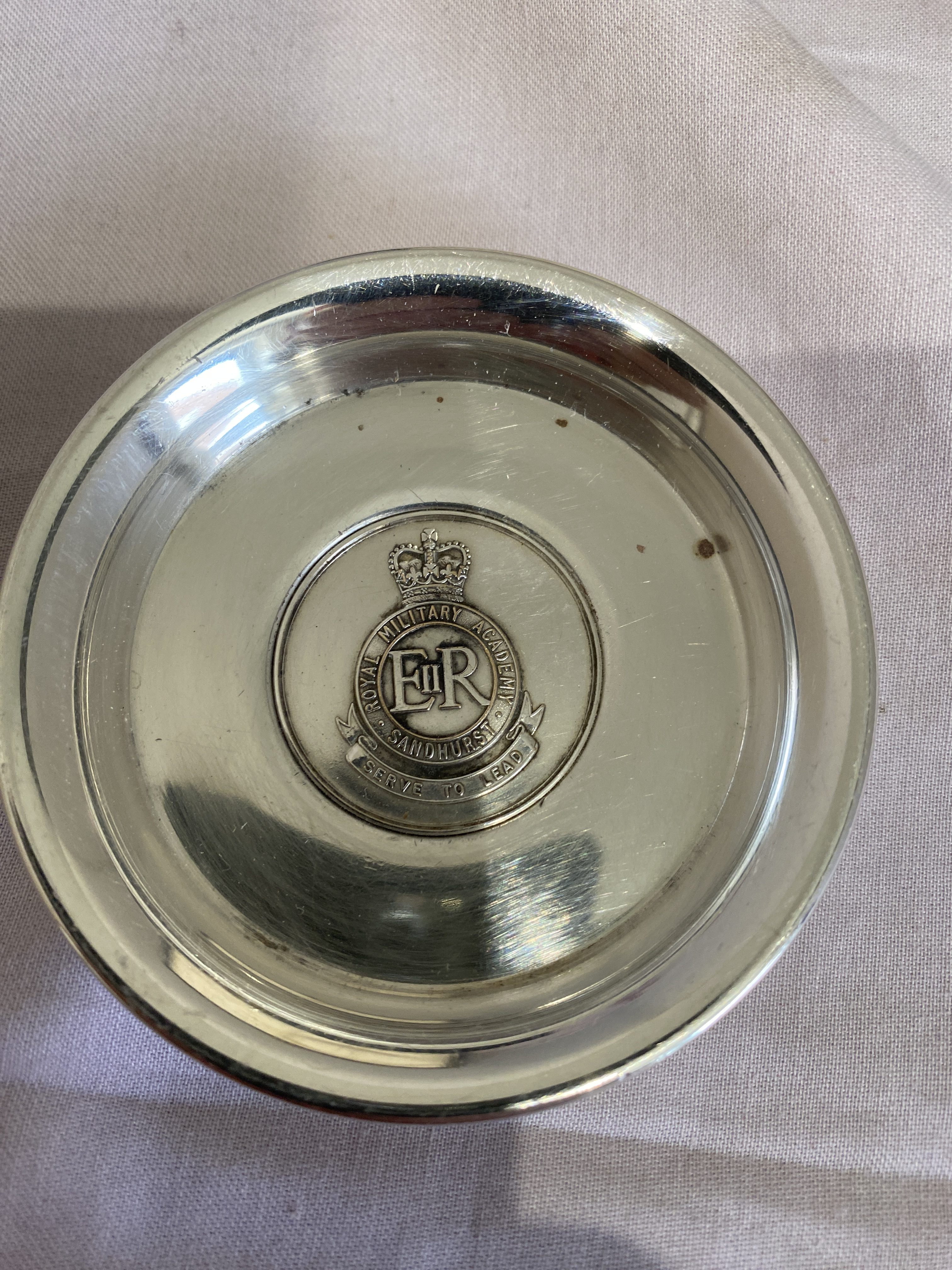 silver plate coaster with 2 silver plate decanter labels (1322) - Image 4