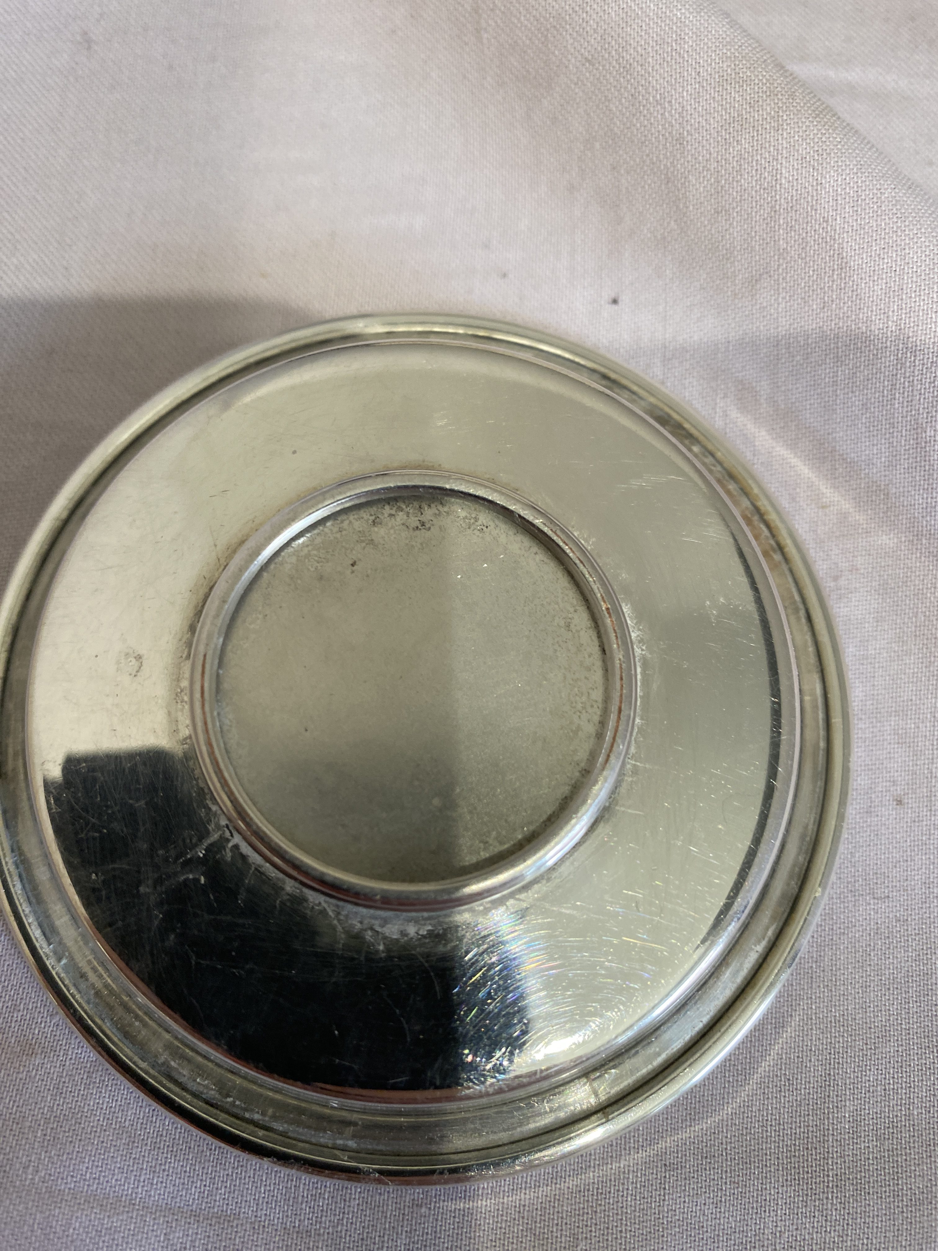 silver plate coaster with 2 silver plate decanter labels (1322) - Image 3