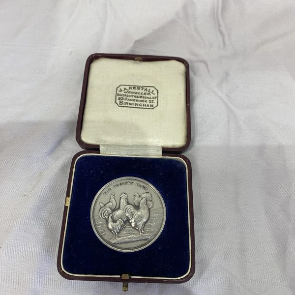 The Poultry Club Silver Medal Coin Antique J A Restall Birmingham 1925 Cased (1257)