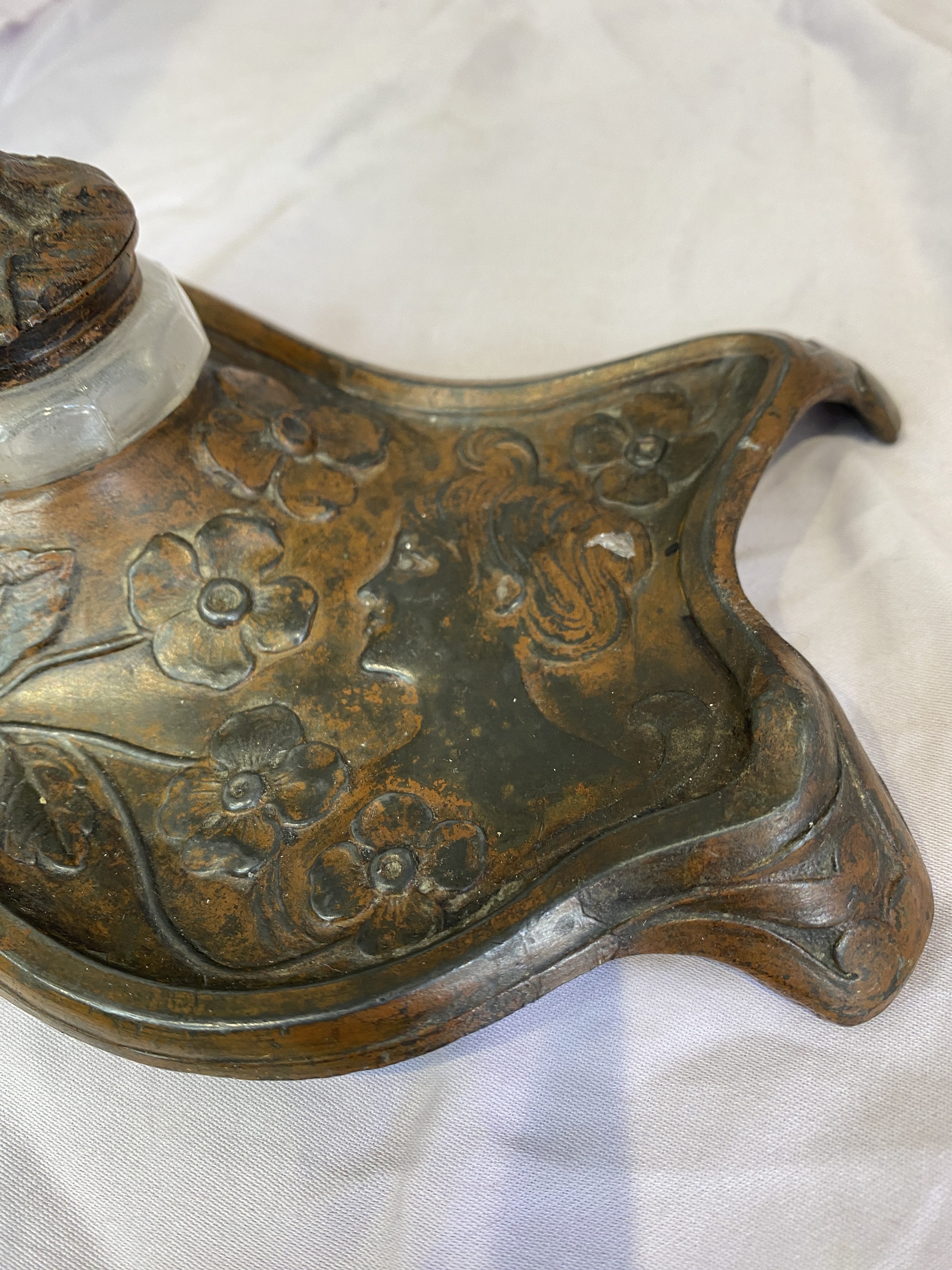 Antique French Art Nouveau Ink Well, , (1262) - Image 12