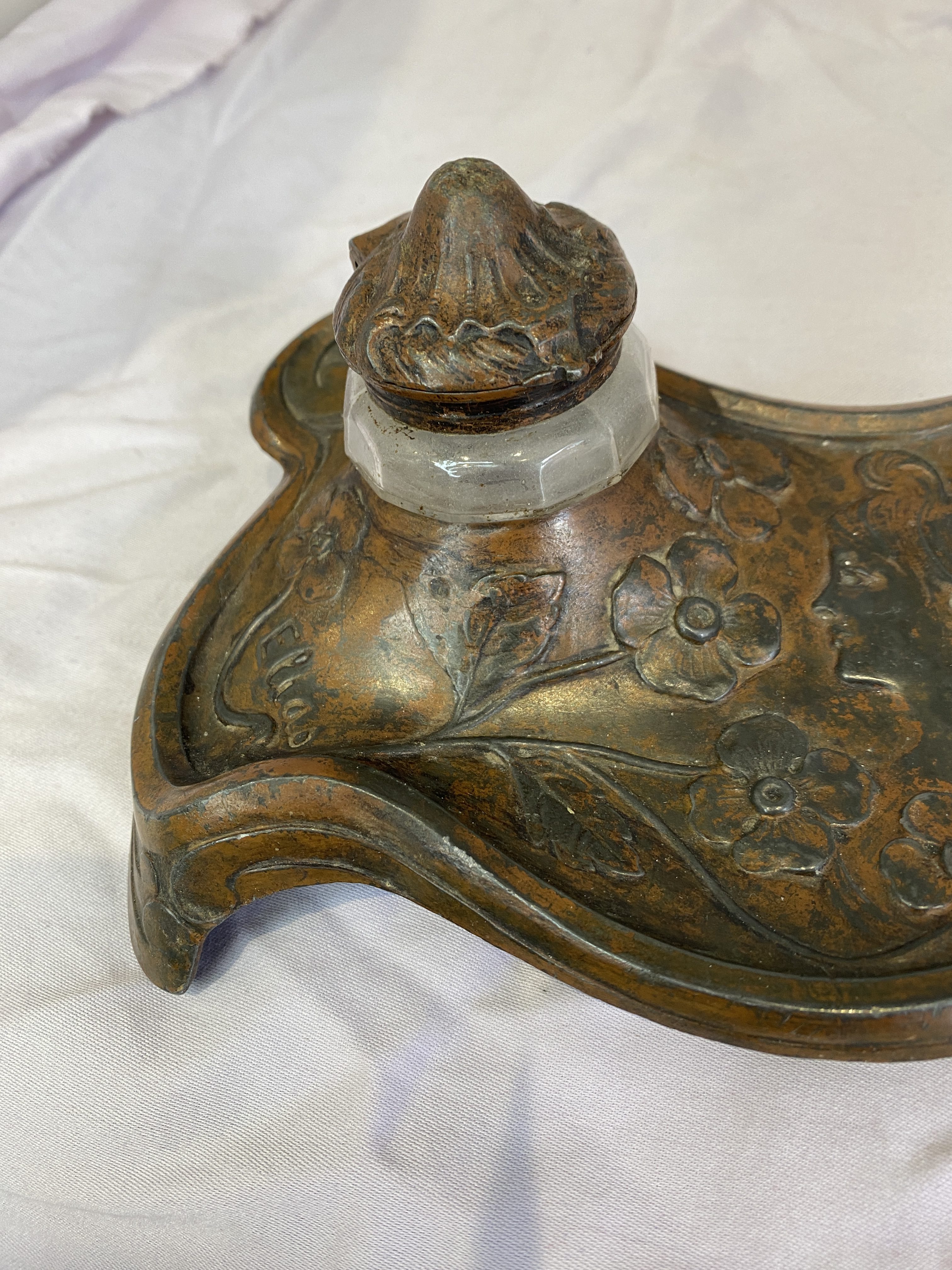 Antique French Art Nouveau Ink Well, , (1262) - Image 11