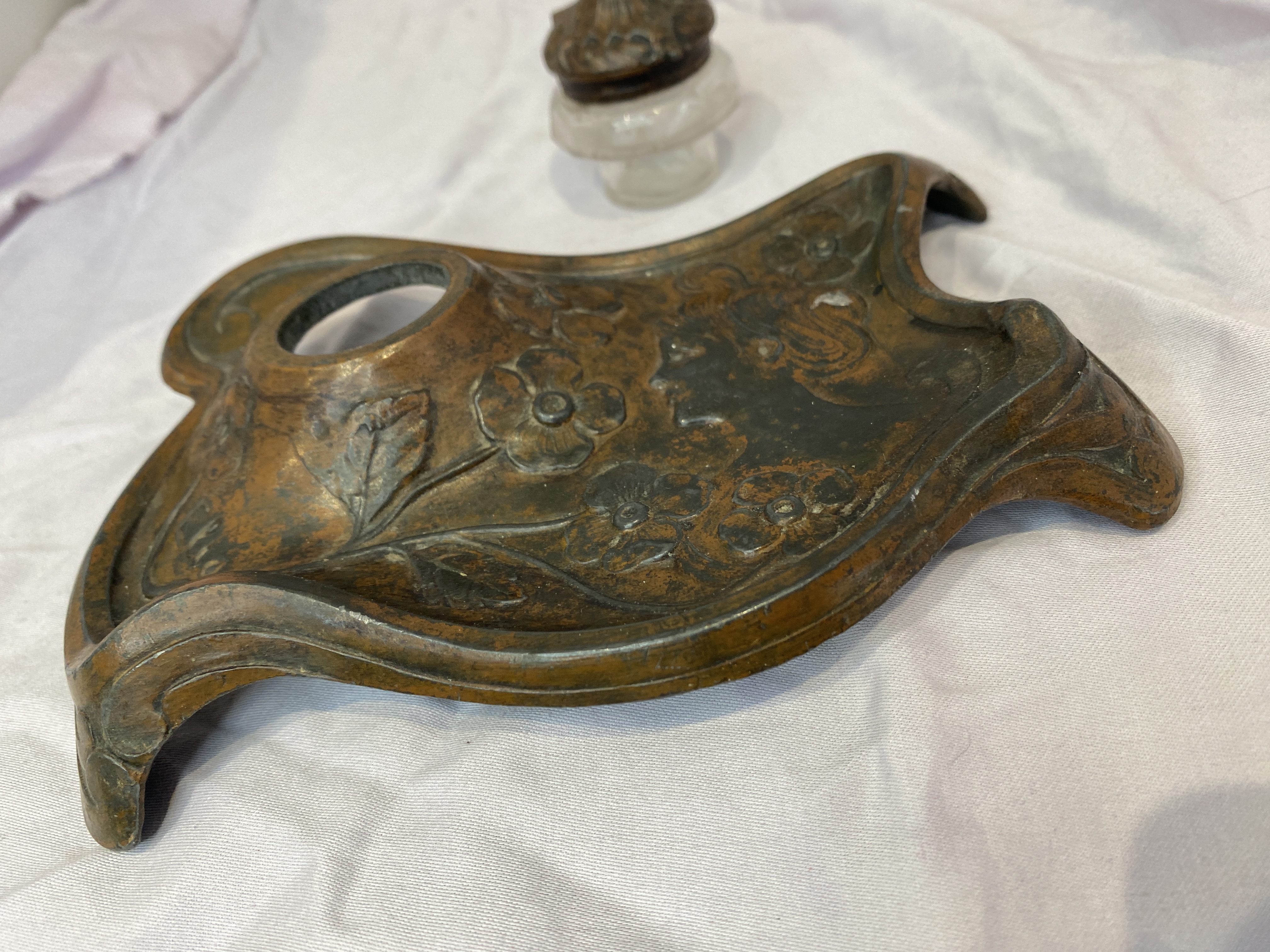 Antique French Art Nouveau Ink Well, , (1262) - Image 7