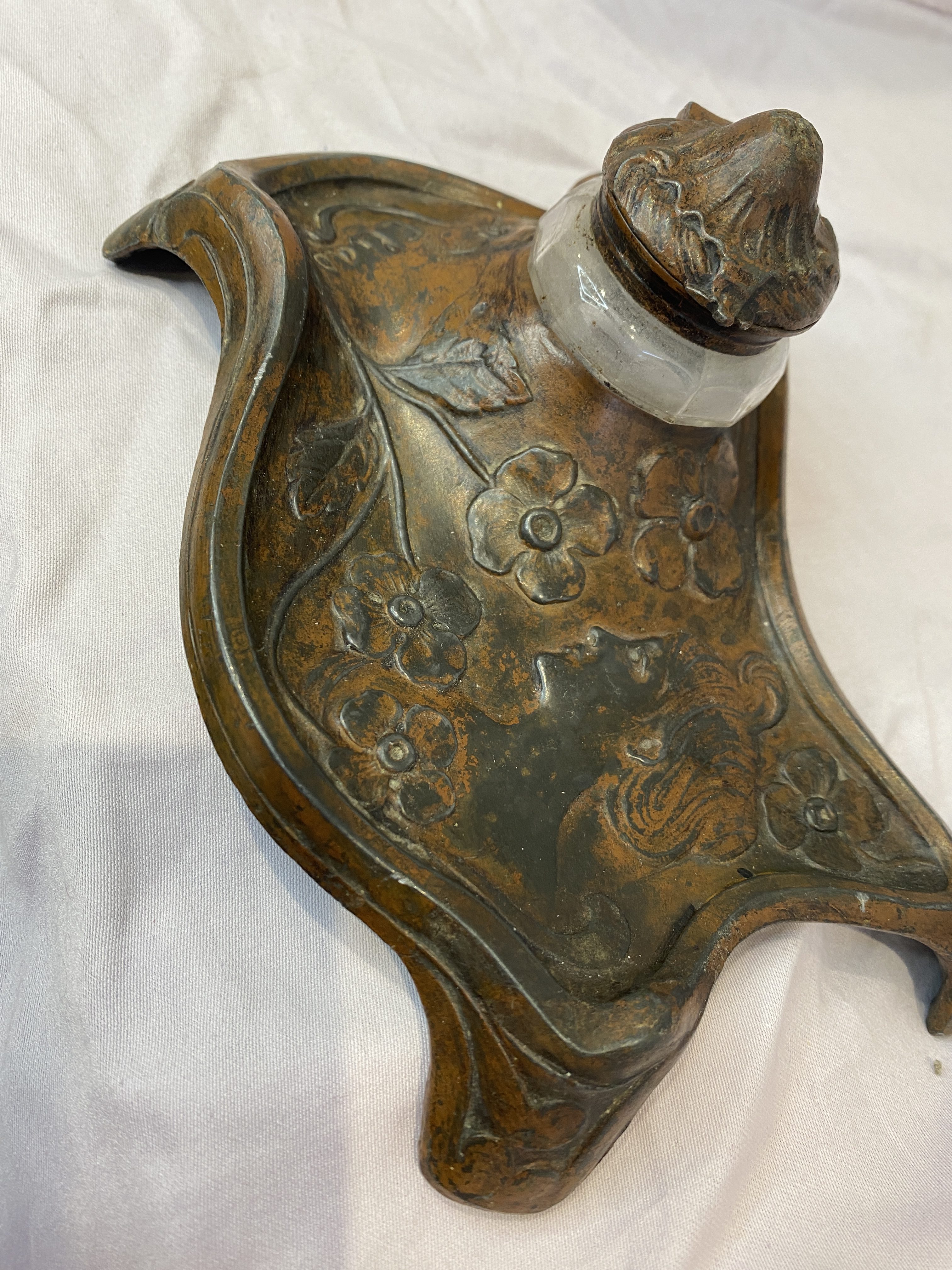 Antique French Art Nouveau Ink Well, , (1262) - Image 3