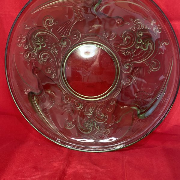 Rare green  Val St Lambert "Gloucester" Centerpiece Bowl, (1272)