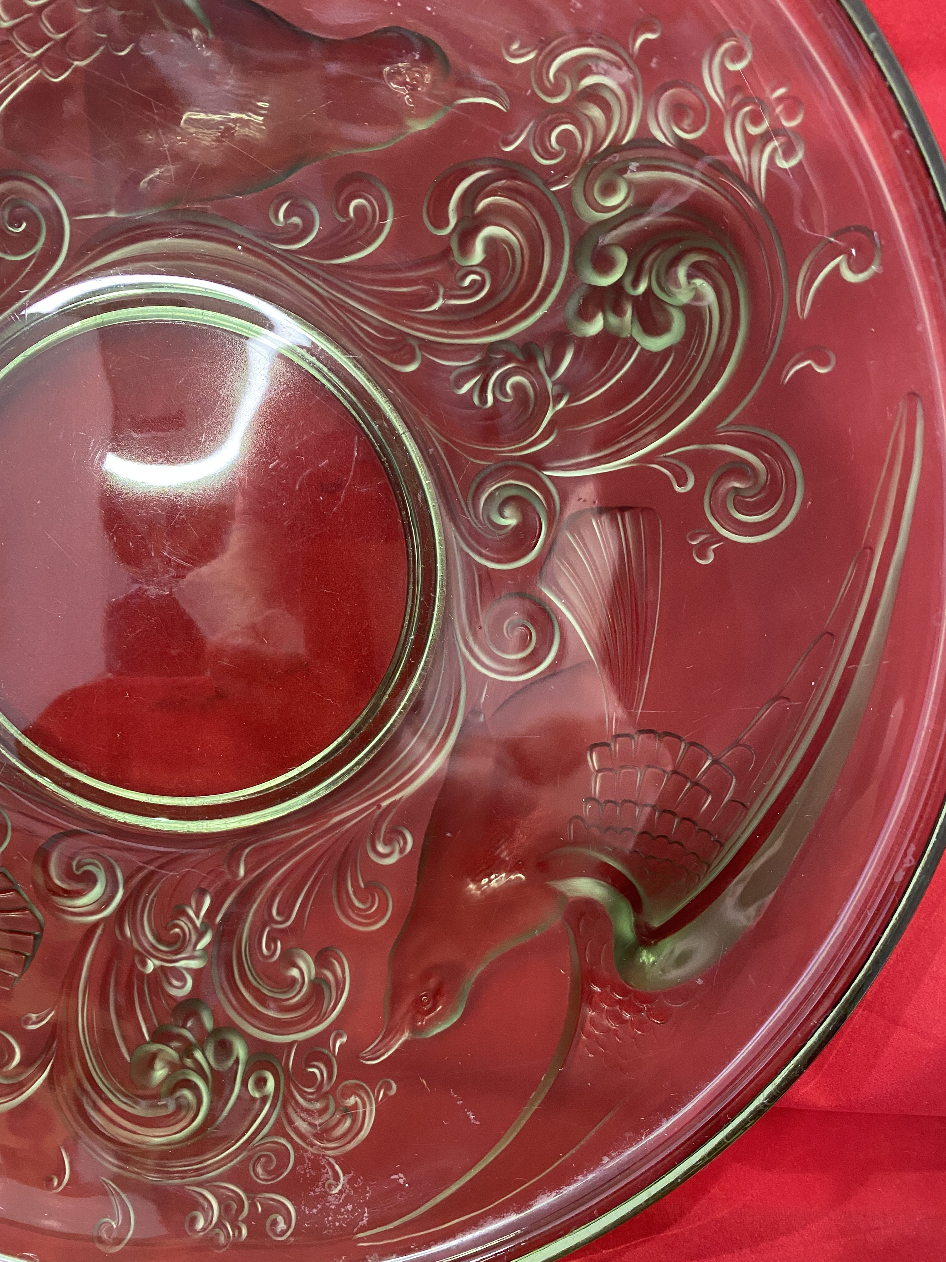 Rare green Val St Lambert "Gloucester" Centerpiece Bowl, (1272) - Image 8