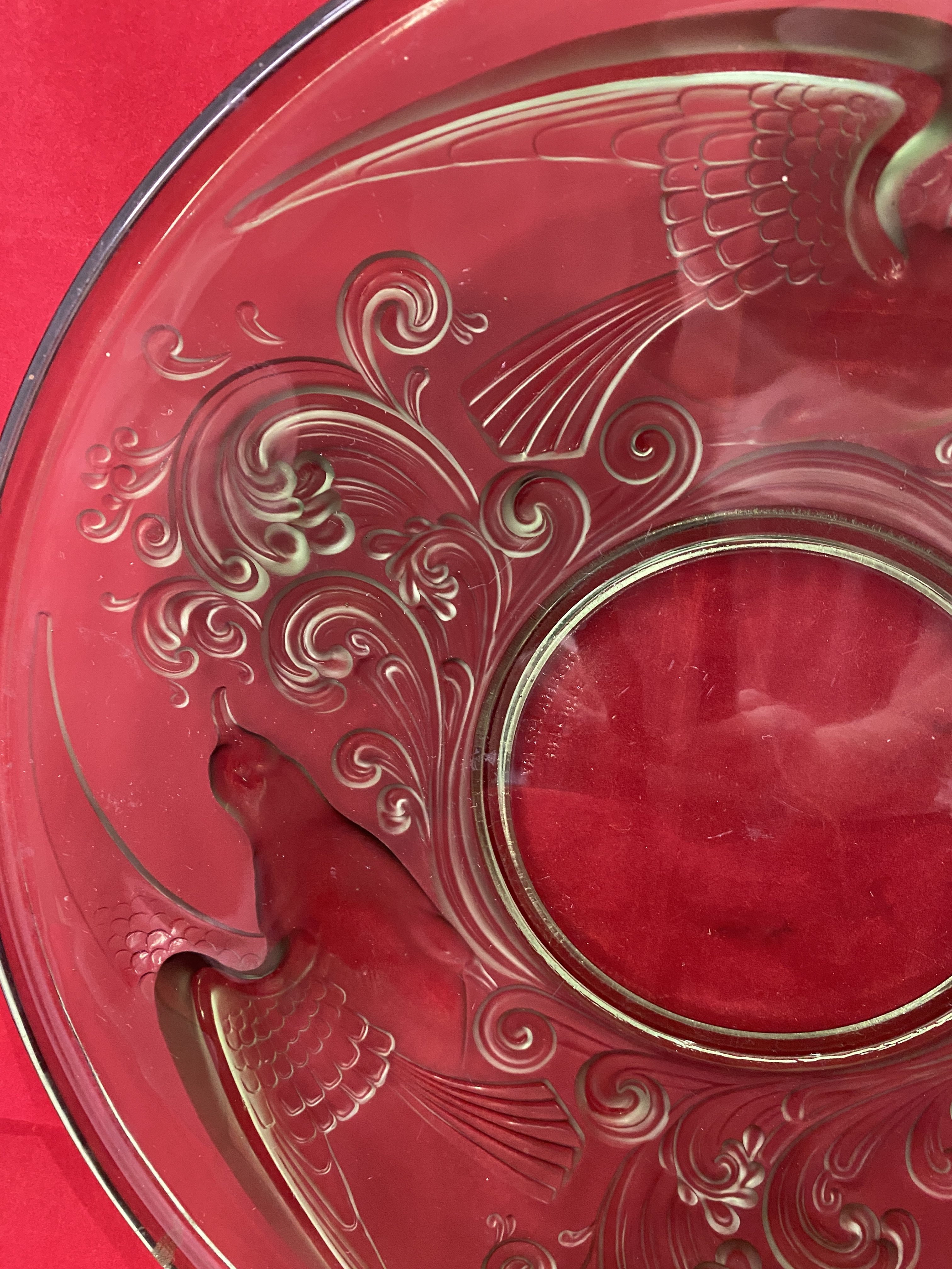 Rare green Val St Lambert "Gloucester" Centerpiece Bowl, (1272) - Image 6